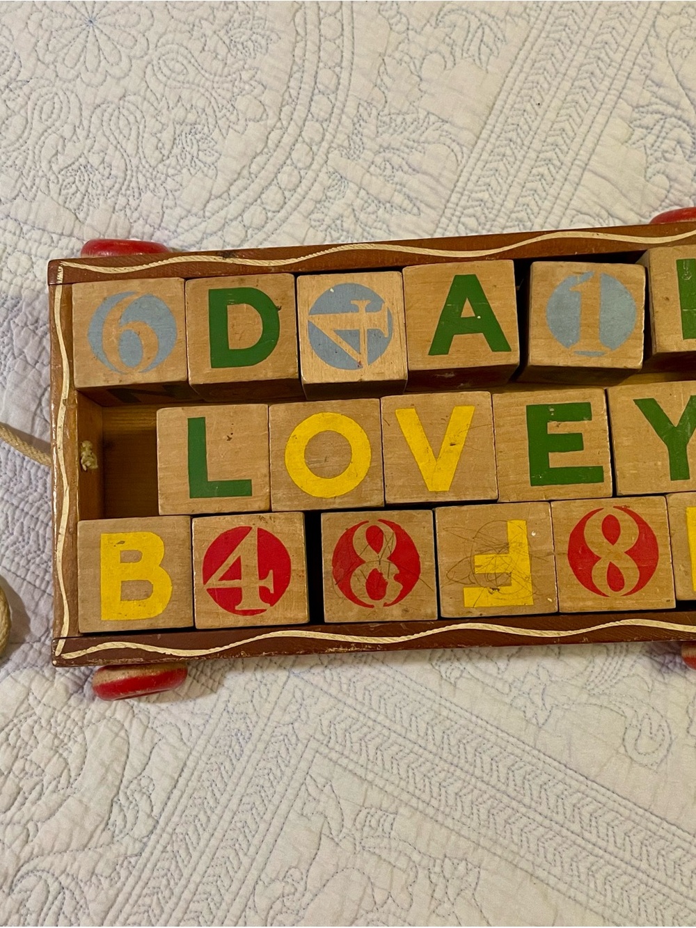Vintage Wooden Blocks with Wagon